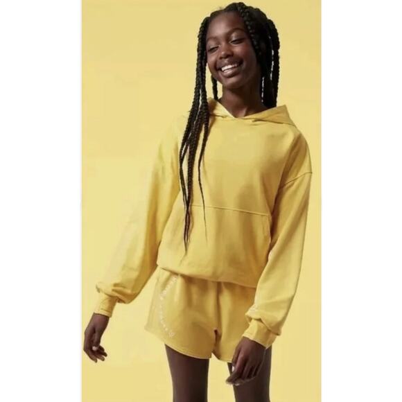 Athleta Girl x Simone Biles Yellow Hoodie warm up midi sweatshirt youth Size L12 - Picture 1 of 11